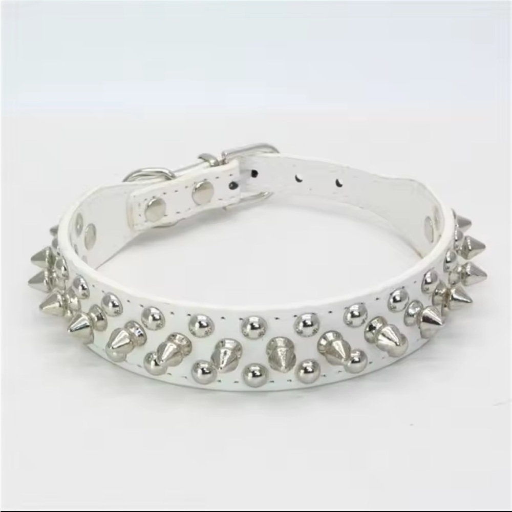 White Studded Pet Collar